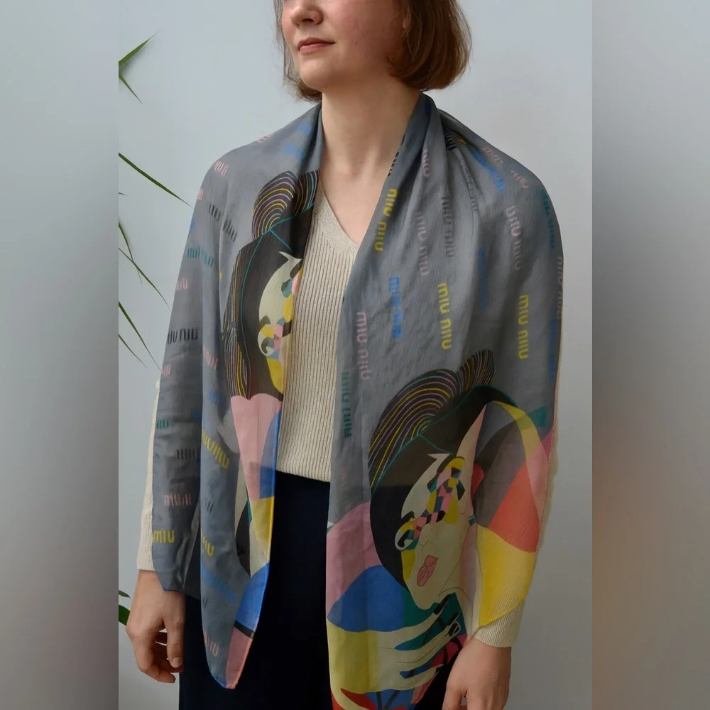 MIU MIU Multicolor Graphic Scarf
